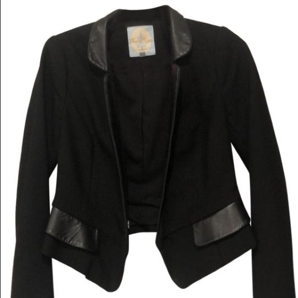 Tracy Reese black 100% lamb leather blazer sz 10